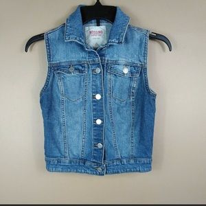 Lightly Distressed Cropped Jean Vest